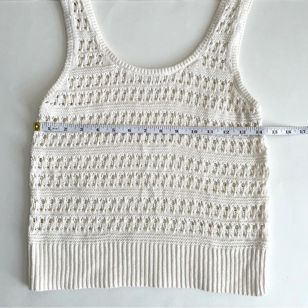 Old Navy Cotton Open-Knit Sweater Tank Top Cream - Picture 6 of 7